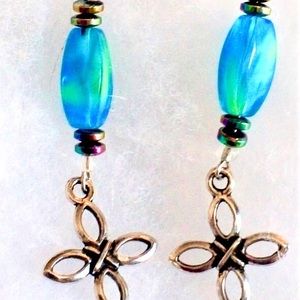 Blue Cross Earrings